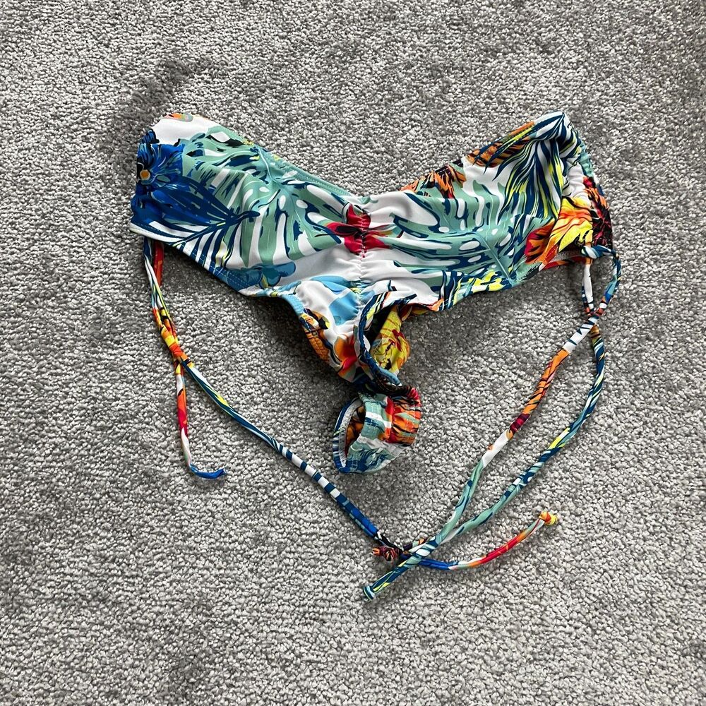 Unbranded Bikini Bottom Womens Large Multicolor Floral Tropical Side Lace Beach